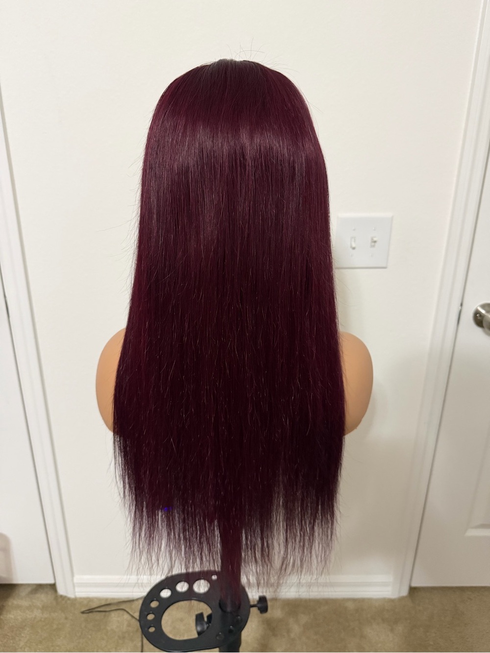 20” 4x4 Lace Closure Wig, Color resembles 99J Burgandy, Human hair